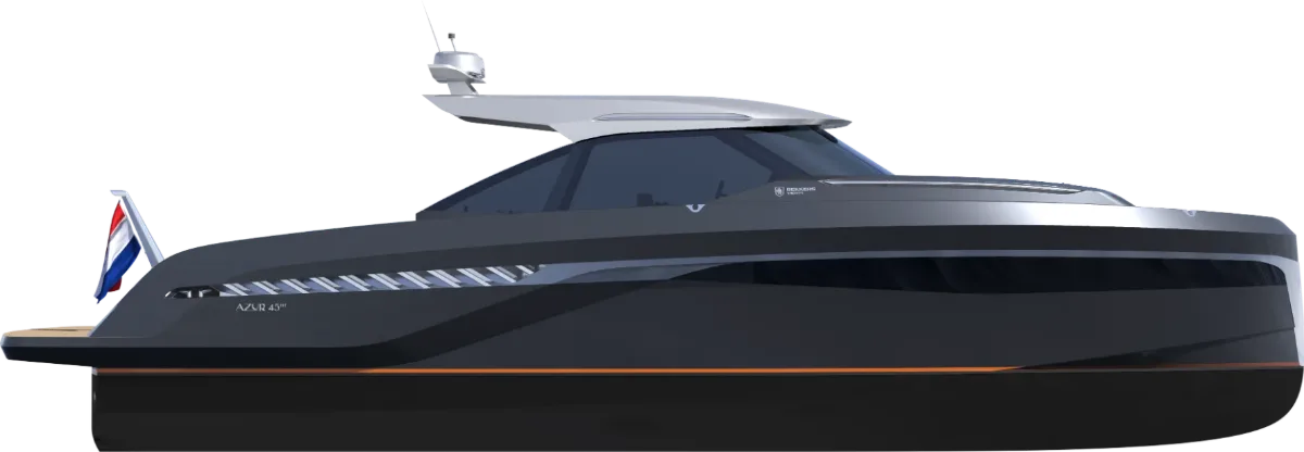 Side profile of the Bekkers AZUR 45HT to scale, 13.5 m