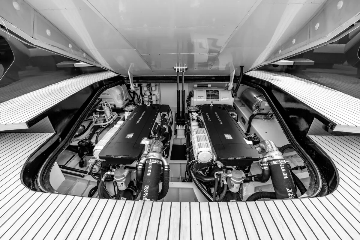 Twin Volvo Penta IPS 600 engine room