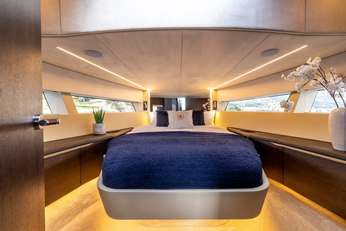 Master cabin of the AZUR 45HT with ambient lighting