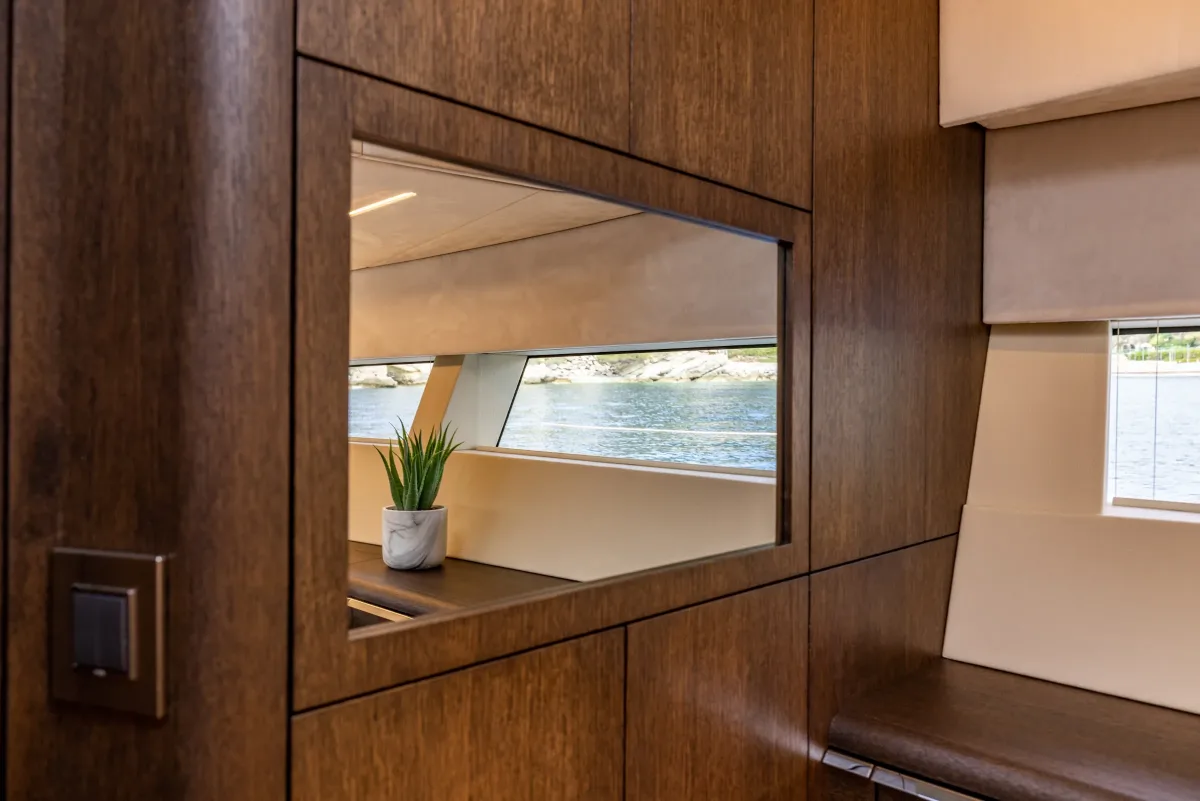 Oak panelling with window view
