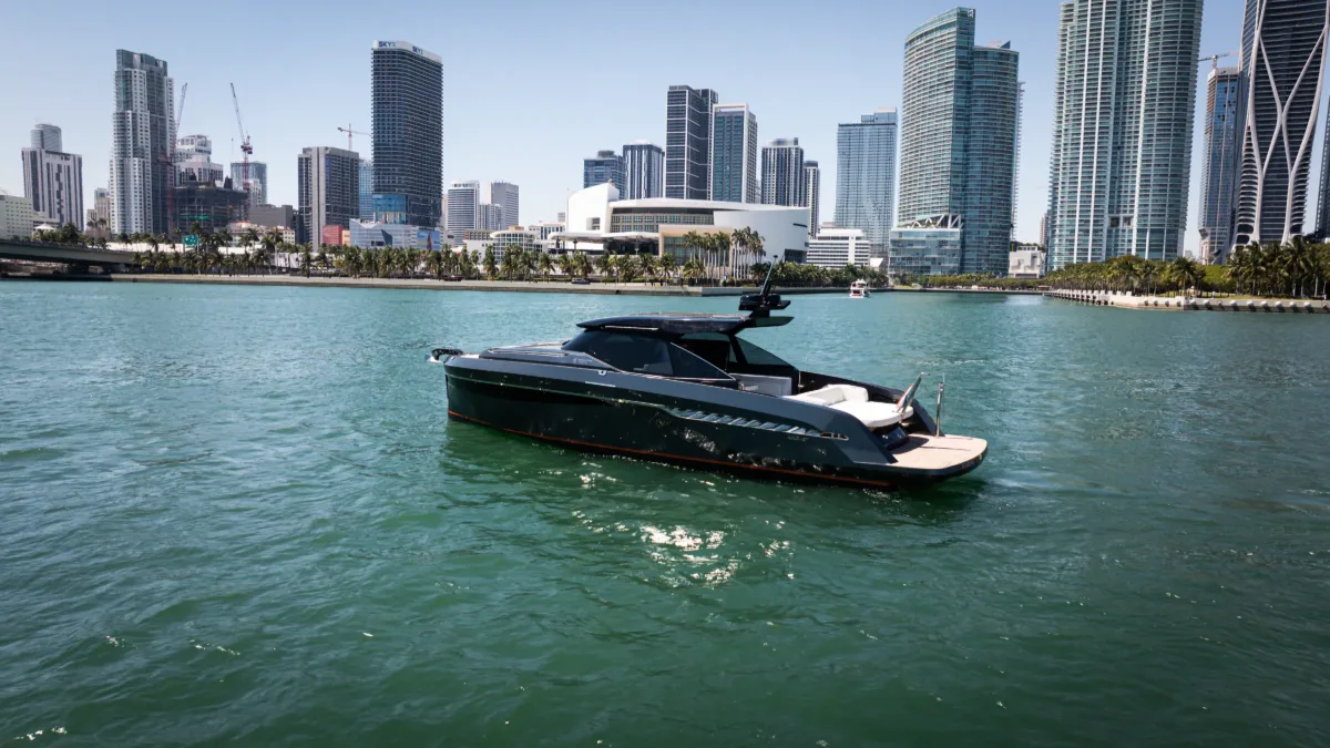 AZUR 45HT in Biscayne Bay with the Miami skyline